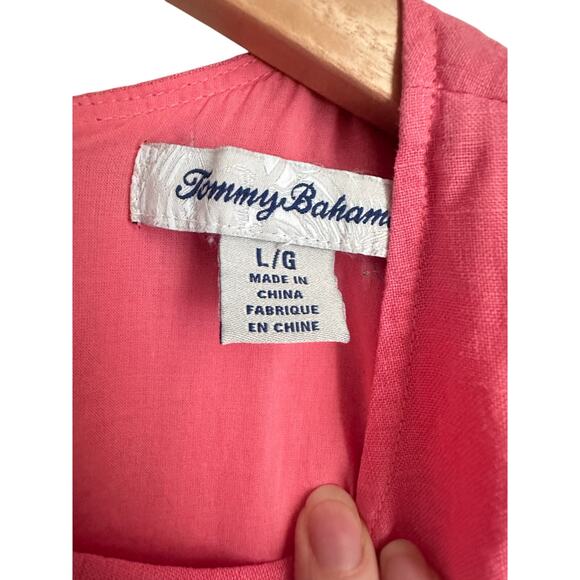 Tommy Bahama Pink Linen Shift Dress Large Sleeveless Pockets Lined Beach Resort - Picture 5 of 11